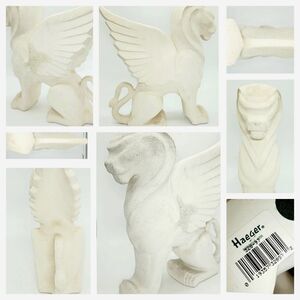 Rare 15" Haeger Pottery Griffin Gargoyle Statue White Stippled Finish Large 1996
